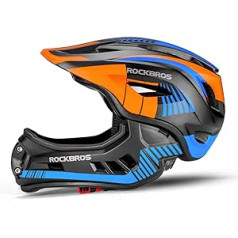 ROCKBROS bērnu ķivere, integrēta veloķivere, bērnu jauniešu ķivere ar noņemamu zoda aizsargu, BMX MTB nobrauciena ķivere, S 48-53 cm, M 53-58 cm