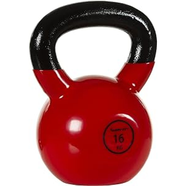 MOVIT Kettlebell PRO, čuguna tējkanna ar vinila pārklājumu, 12 varianti: no 2 līdz 24 kg, pārbaudīts uz kaitīgām vielām, šūpošanās hanteles lodītes svars