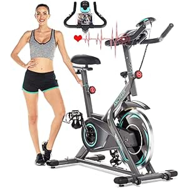 ANCHEER profesionālais spinings, fitnesa velosipēds ar spararatu 18 kg, regulējama pretestība, LCD displejs, regulējami sēdekļi, maksimālā slodze 120 kg