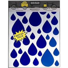 MOOXIBIKE I Sticker Set Rain Blue Reflective for Cargo Bike, Cargo Bike, Bicycle, Scooter, Scooter & Helmet, Also for Road Bike, Trekking Bike, Fixie, Mountain Bike, Dutch Bike, City Bike, Rollator &