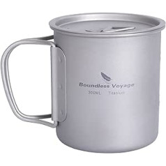 Boundless Voyage Outdoor 750 ml 800 ml 1100 ml 1300 ml Titanium Pot with Lid Folding Bail Handle Camping Hiking Picnic Ultralight Portable Water Bottle Cup Mug Spork Set