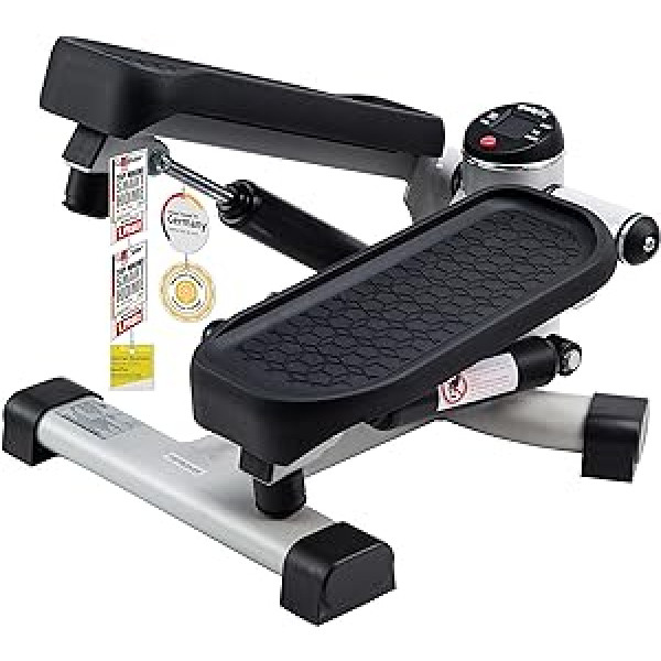 SportPlus 2-in-1 mini stepper ar patentētu pārslēgšanas tehnoloģiju, pagrieziena pakāpju un augšup un lejup pakāpju vienā ierīcē, līdz 100 kg, bez nodiluma hidrauliskais cilindrs