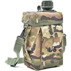 JFFCESTORE Militārās ēdnīcas kvadrātveida izolēta kamuflāžas soma Tote Bag 2qt ietilpības PVC ūdens pudeles soma pārgājienu kempingam (Camo)