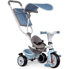 Smoby - Baby Balade Plus Blue - Children's Tricycle with Push Bar, Seat with Safety Belt, Metal Frame, Pedal Freewheel, for Children from 10 Months