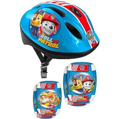 STAMP Unisex jauniešu ķivere + elkoņu un ceļgalu sargi Paw Patrol, sarkana/dzelteni-zila, S