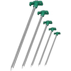 48 x anti-rust rock ground pegs, green/silver, diameter 0.7 cm, 25 cm length, rock ground anchors, ground pegs made of galvanised steel for attachment and fixing in the ground (48)