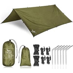 Pure Hang Premium Tent Tarp 3 x 3 Hammock Outdoor Camping 100% ūdensnecaurlaidīgs ar cilpām Sun Sail Beach Ultra Light Sun Protection UV aizsardzības lietus pārsegs