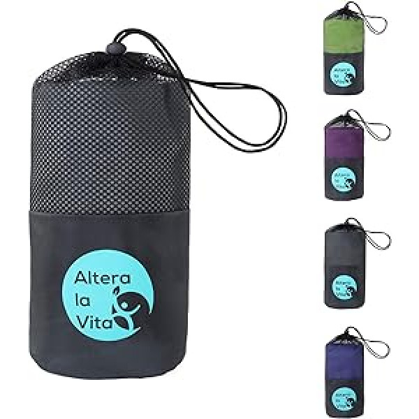 Altera La Vita Hut Sleeping Bag Made of Modern Microfibre 220 x 80 cm with Zip Cushion Compartment and Foot Opening Travel Sleeping Bag Lining for Backpacking Camping Hotel Ultralight Small