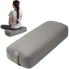 Florensi Yoga Bolster - Grezns samta balsts atjaunojošai jogai - Liels taisnstūrveida spilvens ar rokturi - Atbalstošs meditācijas spilvens - Mašīnā mazgājams pārvalks un pārnēsāšanas rokturis