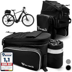 MIVELO - Velosipēdu bagāžas nodalījuma soma - Velosipēda bagāžas nodalījuma soma - Paplašināma līdz 20 L - Ūdensnecaurlaidīga - 20 L Melna