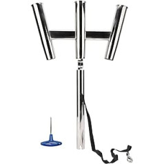 HYDDNice 3 Mirror Polished Stainless Steel Triple Rod Holder with Trident Outrigger Stylish Rod Holder for Kite Fishing