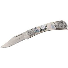 Herbertz Stag Pocket Knife AISI 420 Steel Cuticle Back Lock Zinc Die Cast Fittings Sharp Folding Knife & Outdoor Knife for Camping, Hiking or Hunting, Regular, Silver