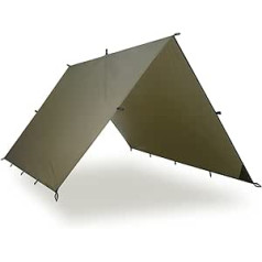 Aqua Quest Guide Tarp - 100 % ūdensizturīgs īpaši viegls Ripstop SilNylon Backpacking lietus nojume - 3 x 2, 3 x 3, 4 x 3, 6 x 4 m zaļa, olīvzaļa vai ar vai ar piederumu komplektu.