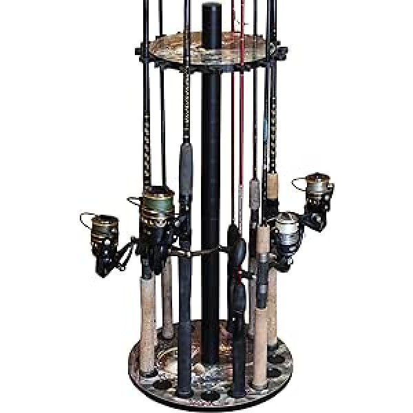 Rush Creek Creations Unisex Adult 38-3035 Round Mount for 16 Fishing Rods, Jumping Bass, Rod