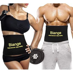 Biange Waist Trimmer for Men and Women Sweatband Waist Trainer Belly Wrap Sauna Belt Neoprene Belly Belt with Mesh Pocket