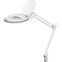 goobay 60361 Magnifying Lamp/LED Magnifying Lamp Made of Plastic, 8 W Power Consumption, Colour Temperature 6500 K, Luminous Flux 650 lm, Operating Voltage 230 V (AC), White