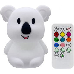 Tekemai Night Light, Children's Night Light, Bedside Lamp for Children, Multi-Colour Light with Remote Control, Shatterproof, Adjustable Brightness and Colour, Timing Function - Large Koala