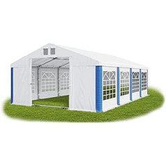 Das Company Summer Plus SD ballīšu telts 5 x 8 m ūdensnecaurlaidīga balta/zila ar pamata rāmi un jumta pastiprinājumu 560 g/m² PVC brezents Robust Marquee dārza telts