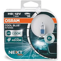 Osram 64212CBN-HCB H8 Cool Intense spuldze, līdz 4800K, halogēna priekšējo lukturu spuldze, LED izskats, divkārba (2 spuldzes), zila