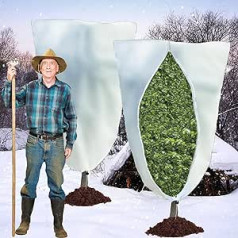 Augalų vilnos apsaugos nuo šalčio maišeliai 180 x 120 cm 80 GSM žieminis augalų šildytuvas su raišteliu ir užtrauktuku, sodo vilna, apsauga nuo šalčio antklodė krūmams, vaismedžiams, vazoniniams augalams, 2 vnt.