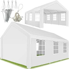 tectake® Pavillon, Partyzelt 4x6 m, 100% wasserdicht, Gartenpavillon mit 4 Seitenwänden, Festzelt mit UV-Schutz, Eventzelt, inkl. Erdnägel und Spannseile, für Festival, Hochzeit, Party - weiß