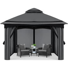 MASTERCANOPY 2.5 x 2.5 m Gazebo Gazebo with 4 Net Walls for Garden, Yard, Waterproof, Dark Grey & Black