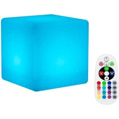 LED Cube noskaņojuma gaisma, DINOWIN uzlādējama ūdensizturīga peldošā gaisma, aptumšojama nakts gaisma, dekoratīvā gaisma ar tālvadības pulti un 16 gaismas režīmi, apgaismojums (20 cm/7,9 collas)