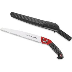 AUSONIA - 34176 Professional Garden Saw Folding Saw Razor with Quiver Saw Blade with Removable Tooth Size 25 cm Long Chrome-Plated and Impulsion-Hardened Coated Handle Made of Thermooplastic Rubber