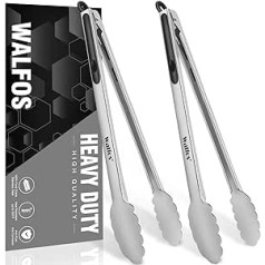 Walfos 43.2 cm extra long barbecue tongs, set of 2, ultimate stainless steel tongs for grilling, cooking, grilling, buffet and turning food