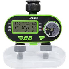 Aqualin Watering Computer Two Outlets Watering Timer Automatic Water Timer Water Computer Waterproof Green