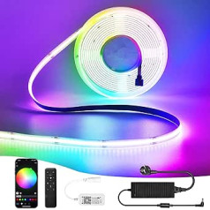 10 m WiFi Intelligent COB RGB LED Strip Fairy Lights 576 LEDs/M 5760 LEDs 24 V LED Strip Light Bar Works with Google Home Assistant/Alexaz, Dimmable Malleable LED Strip with WiFi Remote Control
