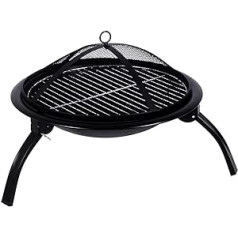 Sākums Atlaide Stahl Fire Pit faltbar Outdoor Garten Terrasse Heizung Grill Camping Schüssel BBQ mit Poker, Grill, Rost, Deckel aus Netzstoff