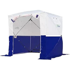 Goutime 2 x 2 Gazebo Multifunctional Waterproof Pop-Up Tent, Portable Folding Gazebo, Used for Camping/Fishing/Rescue etc., White and Blue