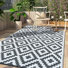 CHOSHOME Outdoor Rug Weatherproof Balcony 120 x 180 cm Water-Repellent UV Resistant Outdoor Modern Camping Plastic Recycled Outdoor Rug BBQ Picnic Grey Reversible Rug