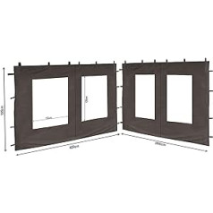 QUICK STAR 2 Side Panels Polyethylene with Window 300 x 195 cm / 400 x 195 cm for Gazebo 3 x 4 m Side Wall Anthracite RAL 7012