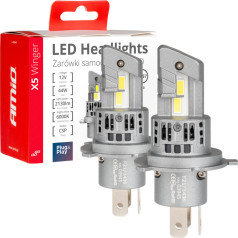 LED auto spuldzes x5 sērijas winger h4 6000k canbus amio-03945