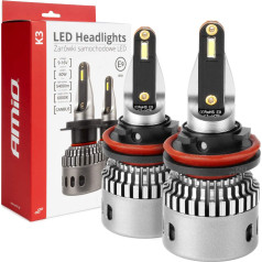 LED automobilių lemputės serija k3 h8 h9 h11 12v 6000k canbus amio-03686