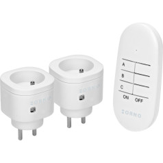 A set of wireless mini sockets controlled by a 2+1 remote control