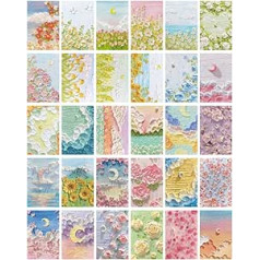 TOWEAR Room Decor, 30 Pieces Flower Oil Painting Style Wall Posters for Bedroom Decoration for Teen Girls and Women Wall Collage Kit Aesthetic Pictures Wall Art for Wall Decoration