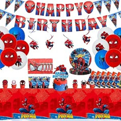 Hiaktnlh gimtadienio stalo reikmenų rinkinys, 111 vienetų gimtadienio vakarėlio aksesuarai, teminių animacinių filmų vakarėlio rinkinys, vakarėlio aksesuarai, vaikų gimtadienio dekoravimo rinkinys (05-ZHIZHUXIA-E12)