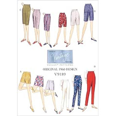 Vogue Patterns 9189A5 Vogue Muster 9189, Damen-Shorts und Hosen, Größen 34-42, Mehrfarbig, A5 (6-8-10-12-14)