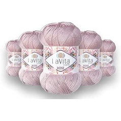 LaVita Yarn Rose roku adīšanas dzija, vilna, 5 daļ. iepakojums, 100% akrils, 1 bumba, 100 g, 350 m (4134)