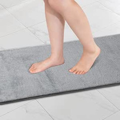 MIULEE vienkāršs vannas paklājiņš, Memory Foam vannas paklājiņš, vannas istabas paklājs, dušas paklājiņš, dekoratīvs kājslauķis, neslīdošs paklājiņš vannas istabai, viesistaba, 45 x 120 cm, gaiši pelēks