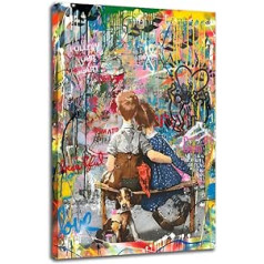 JoOcLa Banksy Pictures Audekls Plakāts Glezniecība Audekls Sienas Māksla Abstract Graffiti Street Art Print Sienas Attēli Sienas Mākslas Izdrukas Dzīvojamās istabas apdare Gatavs Dekorācija (ar rāmi 00E, 40 x 60 cm (16 x)