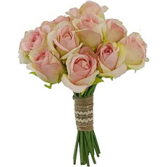 DRW Bridal Bouquet Rose Bouquet Natural Style Artificial Flower Bouquet Pink 28 x 24 cm Diameter