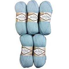 Alize Sal 5 x 100 g Glitter Wool adīšanai un tamborēšanai, 500 g Metallic - Vilna