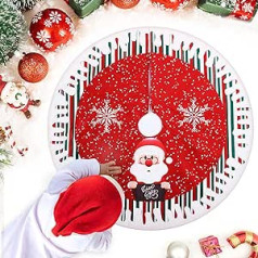 OUQIWEN 78 cm Christmas Tree Skirt, Round Christmas Tree Mat, Red Christmas Tree Stand, Carpet, Santa Claus Pattern