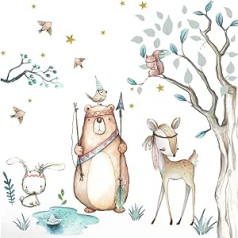 Little Deco uzlīme Forest Animals & Bear I Sienas attēls 162 x 141 cm (P x A) I Koks Trusis Zvaigznes Sienas Uzlīme Bērnu Sienas Uzlīme Bērnu istabas Bērnu istabas dekorēšana Bērnu istaba DL505