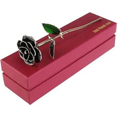 Bestoyard 24 K zelta rožu ziedu dāvana Valentīndienas dzimšanas dienā Mātes dienai ar dāvanu kastīti (melna)