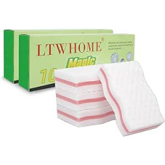 LTWHOME Cute Pink Interlayer Magic Sponge Dirt Eraser Wave Shape Melamine Foam High Density 10 x 6 x 2.5 cm (Pack of 20)